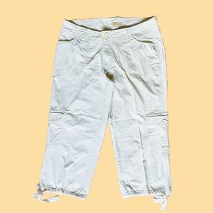 Urban Life Cotton Bungee-Hem Capri Pants Cream White Women Size 9/10